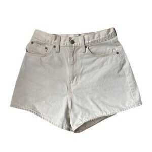 Levi's White Jean Shorts Raw Hem Relaxed Fit